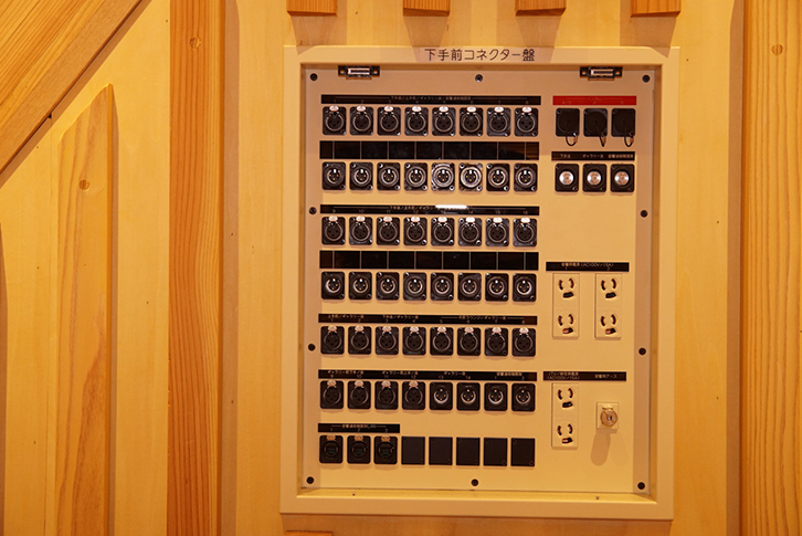 多目的ホール「キナーレ」の3カ所の壁面に用意されたコネクター盤