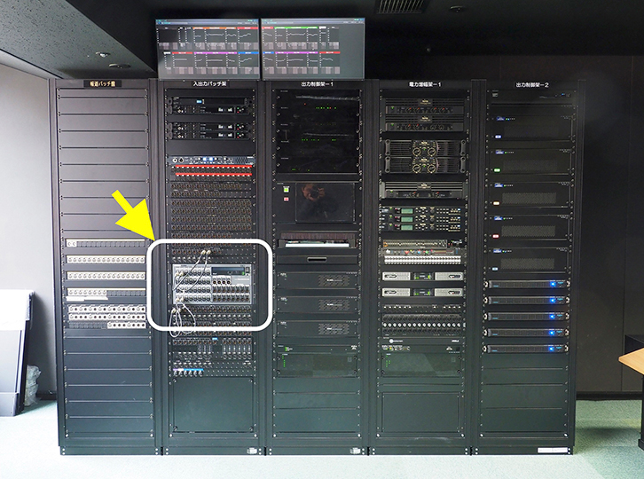 写真1 機器架内の「Rio3224-D2」（矢印）