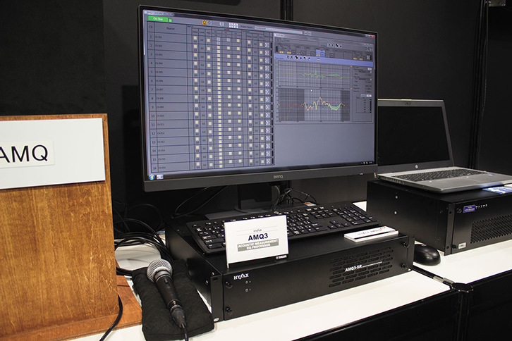 アコースティック・メジャーメント／EQプロセッサーのHYFAX AMQ３-SRには、４種類のEQを搭載。実測データとフラット特性の差分を計算し、フラットに近付けるSEQ、ターゲットとメジャーメントという２つの実測データに基づきターゲット・データに寄せていくAMQ、２点間直線の非対称カーブを描くVEQ、そして16バンドのパラメトリックEQ（PEQ）というキャラクターの違う４タイプだ
